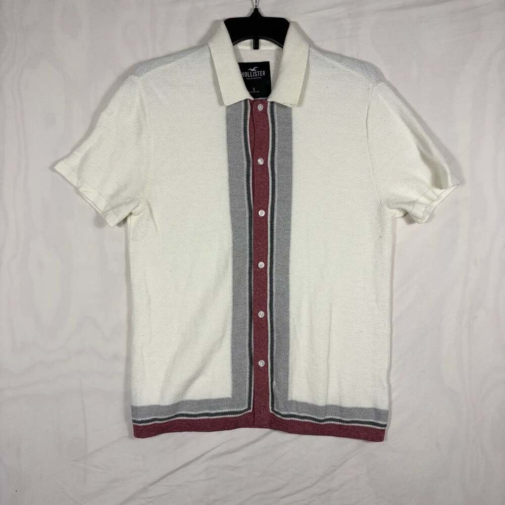 Hollister Men's Short Sleeve Retro Knit Polo Shirt White Size S